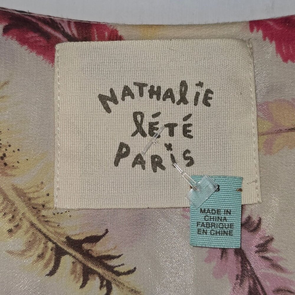 Nathalie Lete Paris Galah Feather 100% Silk Midi A-Line Dress, Sz 8 - Picture 8 of 9
